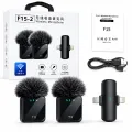 F15-2 Wireless Lavalier Microphone Dual Mic 2 in 1 Clip Mic for Android iPhone Type-C Lightning 3.5mm Vlog Video Recording Interview Noise Reduction Wireless Microphone. 