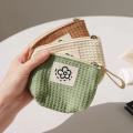 Women's Small Matcha Green Makeup Bag Portable Coin Purse Commuter Lipstick Headphones Storage Bag Double Canvas Chain Key Case. 