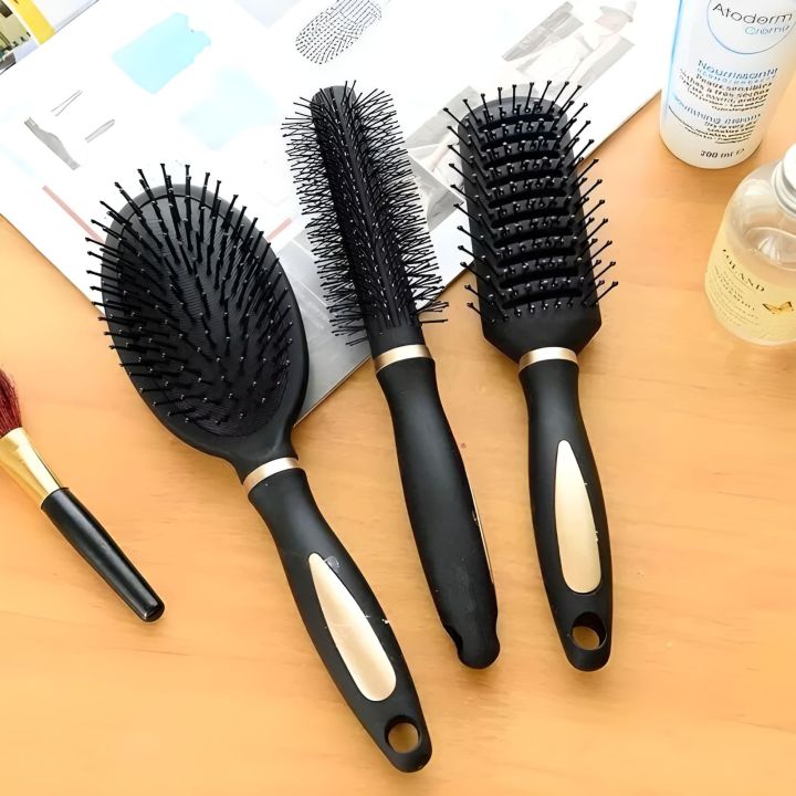 3-in-1 Hair Brush Set for All Hair Types – Anti-Static, Soft Bristles, Ergonomic Grip, Salon-Quality Detangling & Styling , Massage Oval Hair brush