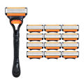 6-layer Manual Razor Set, 1 Handle With4/8/12/16/24 Refills Stainless Steel Manual Shave Razors For Daily Face Care.