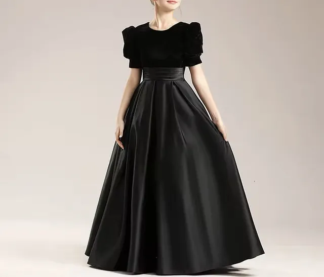 Elegant%20Velvet%20Silk%20Dress%20For%20Girls%20Party%20Formal%20Wear%20-%20Image%204