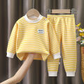 Baby Warm Clothing Set Fleece Lined Children Boys Girls Striped Underwear Sleepwear Set Ideal for Home Pajamas Autumn Winter. 