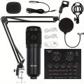 Bm 800 Condensor Microphone Set For Podcasting with V8 Audio Sound Card. 