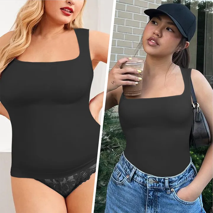 1/2%20PCS%20Shapewear%20Tummy%20Control%20Tank%20Top%20Compression%20Tanks%20for%20Women%20Square%20Neck%20Seam-free%20Body%20Shaper%20Camisole%20Cami%20Tops%20-%20Image%206