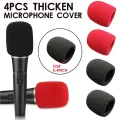 4PCS Microphone Foam Cover,Black & Red Handheld Stage Microphone Windshield Foam Cover For Studio Interview Microphone Cover Kar. 