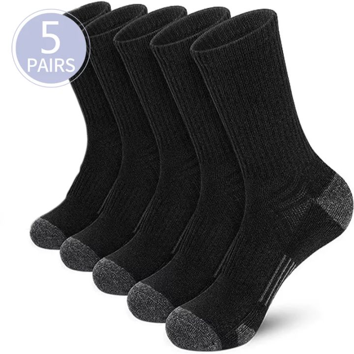 5%20Pairs%20Men's%20Athletic%20Socks%20Sport%20Running%20Calf%20Socks%20Performance%20Cushioned%20Breathable%20Outdoor%20Crew%20Socks%20for%20Men%20Women%20-%20Image%202