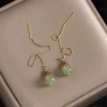 VENTFILLE Gold Color Hetian Jade Earrings for Women Green Round Jewelry Girls   Dropshipping Wholesale. 