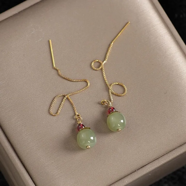 VENTFILLE%20Gold%20Color%20Hetian%20Jade%20Earrings%20for%20Women%20Green%20Round%20Jewelry%20Girls%20%20%20Dropshipping%20Wholesale%20-%20Image%202