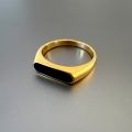A Beautiful Silver Black Gold Italian Ring For Men/Women Black Apoxy Head Unisex. 