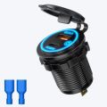 Car Charger Socket Digital Display Voltmeter USB Charger Socket with ON-OFF Switch for Car Motorcycle ATV Quick Charge 3.0 USB.
