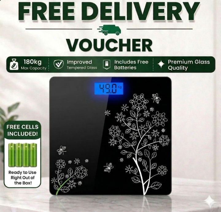 Tempered Glass Electronic Digital Body Weight Scale, Bathroom Scale 180 KG with LCD Display Weight Machine