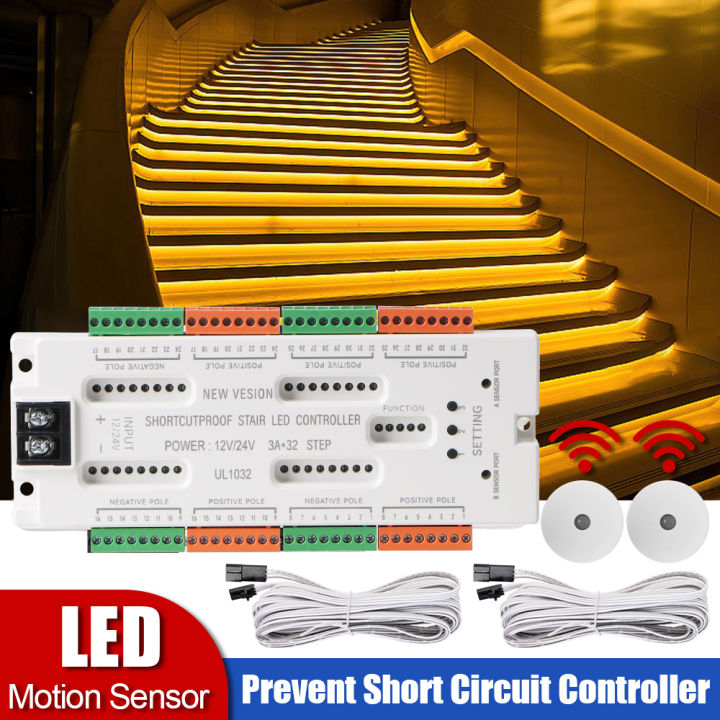 Ladder Night Light 32 Channels Stair LED Motion Sensor Light Prevent ...