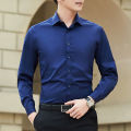 New Plus Size Men Solid Color Business Shirt Fashion Classic Basic Casual Slim White Long Sleeve Shirt Brand Clothes. 