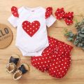 0-18 Months Newborn Baby Girl Cute Polka Dot Summer Outfit Set Short Sleeve Bodysuit+Pants+Headband Toddler Girls Clothing. 