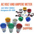 "Digital Voltmeter and Ampere meter 2in1 || Round AC Volt-Ampere Meter || 1V-500V 1A-100A Voltage-Current Tester || Mini LED Panel Meter || Volt-Amp Tester || Accurate Voltage-Current Measurement || 22mm Digital Indicator || Electrical Measuring Instrumen. 