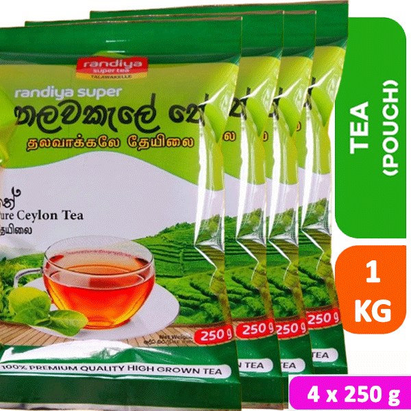 Talawakelle Tea 1Kg / High Grown Quality Ceylon Tea / Talawakele Kahata / Pure Ceylon Black Tea / Randiya Super Tea Pouch / 4x250g