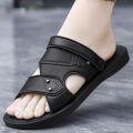 Summer Men's Sandals Leisure Beach Shoes Male Holiday Slippers Outdoor Retro Comfortable Casual Sandals leather Men Slippers. 