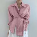 2025 Vintage Fashion Long Sleeve Women Shirt Office Lady Elegant Chic Solid Button Blouses Casual Clothing.