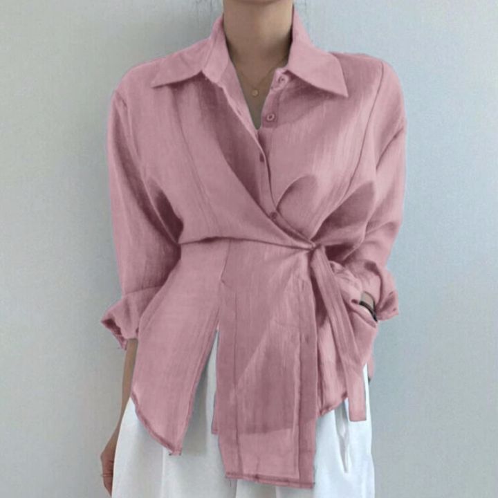 2025%20Vintage%20Fashion%20Long%20Sleeve%20Women%20Shirt%20Office%20Lady%20Elegant%20Chic%20Solid%20Button%20Blouses%20Casual%20Clothing%20-%20Image%204