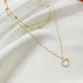Korean Double Layer Heart Necklace Shiny Bling Zircon For Women Clavicle Chain Elegant Charm Wedding Pendant Choker Jewelry Gift - Necklace For Girls. 