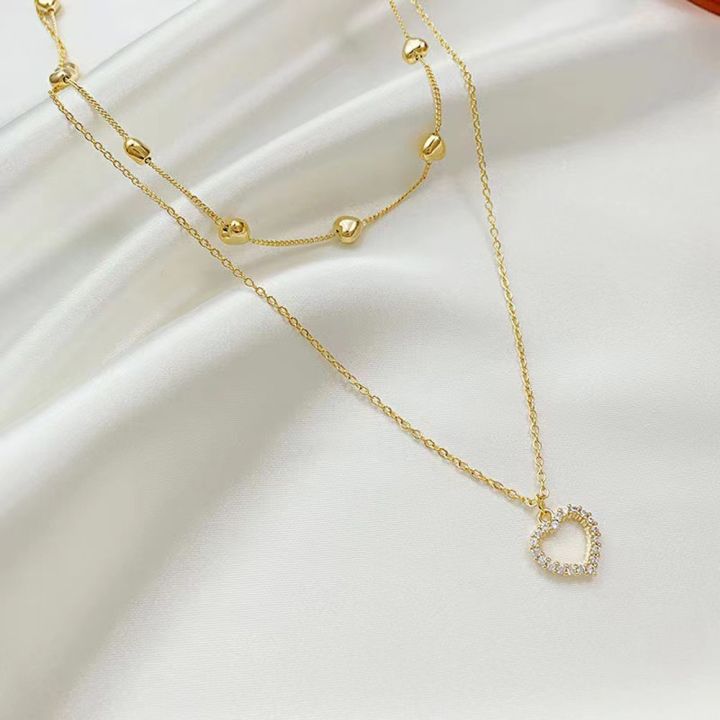 Korean%20Double%20Layer%20Heart%20Necklace%20Shiny%20Bling%20Zircon%20For%20Women%20Clavicle%20Chain%20Elegant%20Charm%20Wedding%20Pendant%20Choker%20Jewelry%20Gift%20-%20Necklace%20For%20Girls%20-%20Image%205