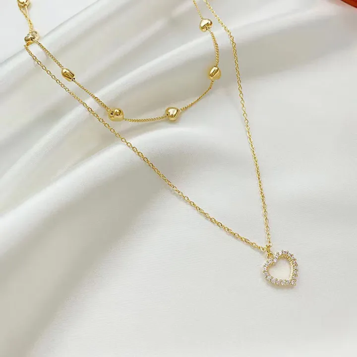 Korean%20Double%20Layer%20Heart%20Necklace%20Shiny%20Bling%20Zircon%20For%20Women%20Clavicle%20Chain%20Elegant%20Charm%20Wedding%20Pendant%20Choker%20Jewelry%20Gift%20-%20Necklace%20For%20Girls%20-%20Image%205