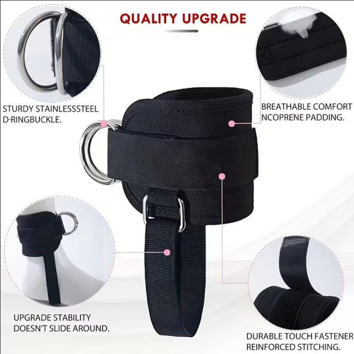 2Pcs%20Adjustable%20Cable%20Ankle%20Straps%20With%20Double%20D-Ring%20For%20Gym%20Workouts%20Glute%20Leg%20Strength%20Training%20Support%20Sport%20Ankle%20Cuffs%20NEW%20-%20Image%203