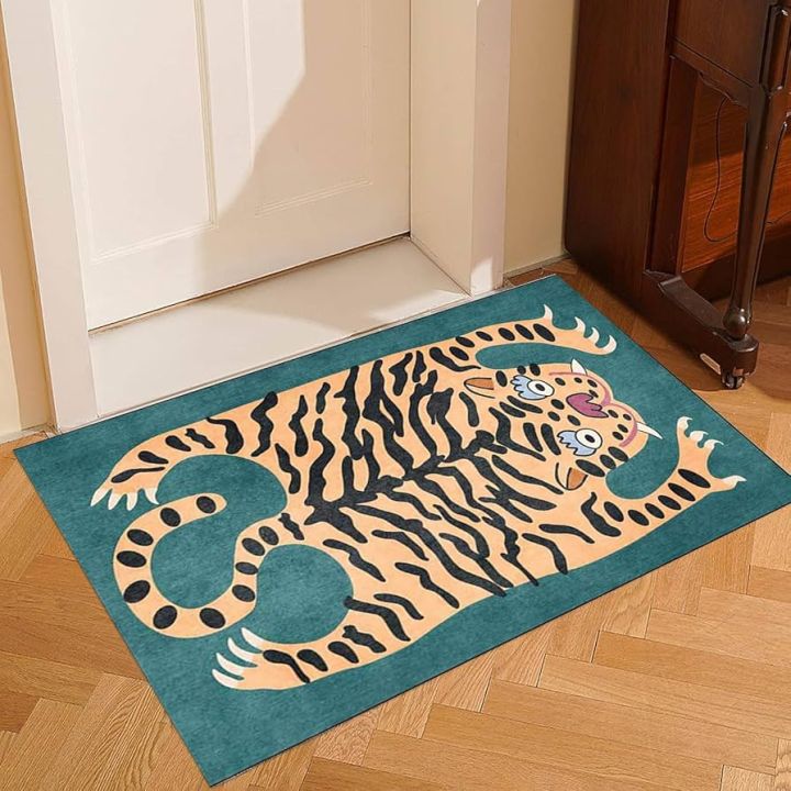 Door%20Mat%20Pink%20Background%20Tiger%20&%20Tropical%20Palm%20Leaf%20Pattern%20Carpet%20Non%20Slip%20Print%20Entryway%20Rug%20for%20Boho%20Home%20Decoration%20-%20Image%202