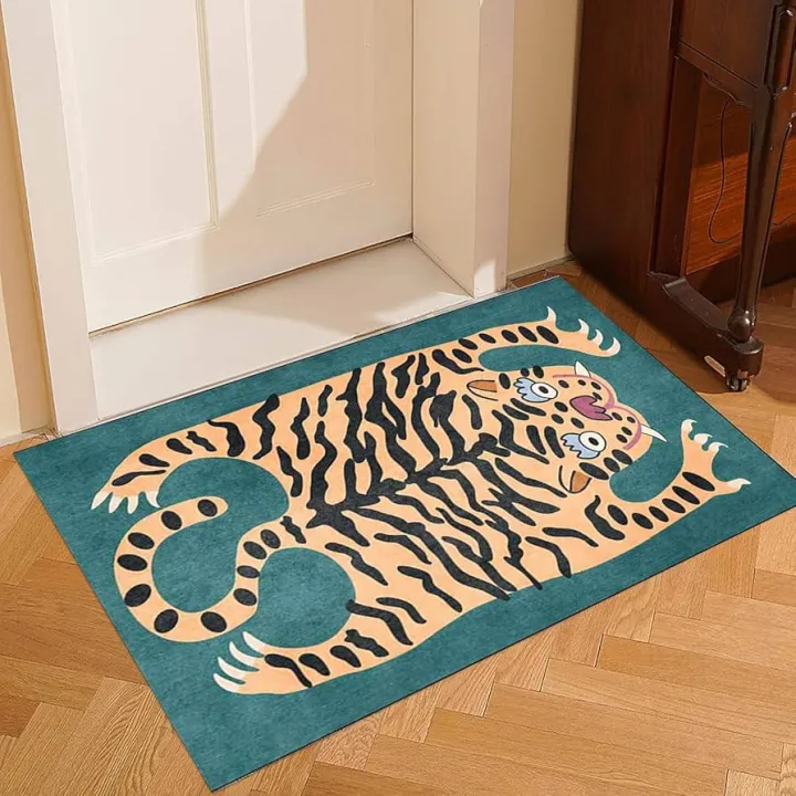 Door%20Mat%20Pink%20Background%20Tiger%20&%20Tropical%20Palm%20Leaf%20Pattern%20Carpet%20Non%20Slip%20Print%20Entryway%20Rug%20for%20Boho%20Home%20Decoration%20-%20Image%202