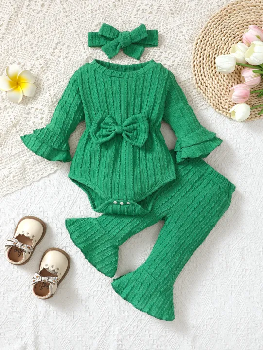 Baby%20girl%20autumn%20and%20winter%20casual%20fashion%20texture%20fabric%20round%20neck%20double-layer%20flared%20sleeves%20bow%20bow%20front%20jumpsuit%20and%20flar%20-%20Image%203
