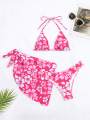 European and American Swimsuit Skirt Bikini Three-Piece Set.