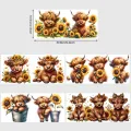 5 sheets cute cow UV DTF cup sleeves 16 oz, DTF cup sleeve transfer glass, water bottle waterproof stickers. 