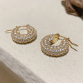Huitan Big/Small Two Sizes Hoop Earrings for Women Full Paved CZ Stone Bling Bling Female Circle Earrings Temperament Jewelry.