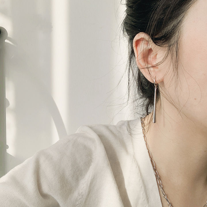 ANENJERY%20Silver%20Color%20Long%20Strip%20Hoop%20Earrings%20for%20Women%20French%20Gold%20Silver%20Waterdrop%20Earrings%20Jewelry%202022%20New%20-%20Image%204