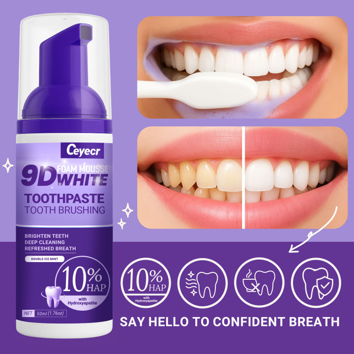 9D white Mousse Tootaste Teeth Removing Yellow Teeth Cleaning Tooth Stain Oral Fresh Tooth Care Product