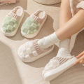 Fashion Couple Winter Slides Warm Plaid Fluffy Slippers Soft Sole Flip Flops For Women And Men Home Indoor Non-slip Cotton Shoes. 