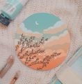 Cute round canvas painting for wall decor. 