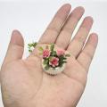 1Pcs Doll House Living Room Scene Decoration Mini Rose Plant Potted Plants Model Miniature Landscape Handicrafts. 