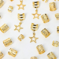 36pcs Star Decor Hair Ring Accessories ,Beads Hair Braid Rings Clips Dread Locks Hair Braiding Metal Cuffs Decoration. 