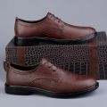 2023 New Spring Autumn Men's Lace-up Dress Shoes Leather Derby Shoes Comfortable Waterproof Formal Office Shoes Black.