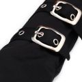 Women Half Finger Metal Buckle Belt Rivet Punk Hip Hop Party Cosplay Dance Mitten Black Fingerless Milk Silk Glove Cuff R46.