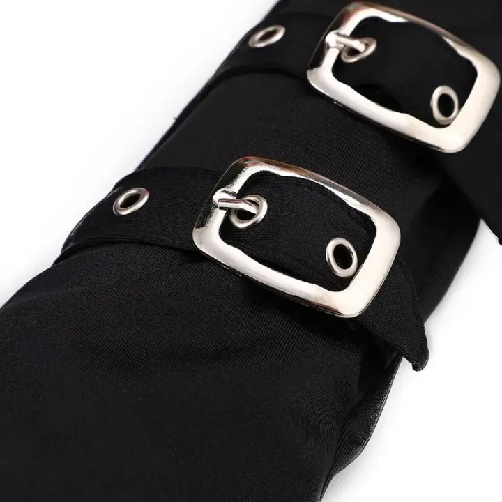 Women%20Half%20Finger%20Metal%20Buckle%20Belt%20Rivet%20Punk%20Hip%20Hop%20Party%20Cosplay%20Dance%20Mitten%20Black%20Fingerless%20Milk%20Silk%20Glove%20Cuff%20R46%20-%20Image%204