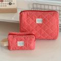 Plaid Makeup Bag Large Capacity Portable Cosmetic Bag For Women Girls Skincare Toiletry Bag Multifunctional Cute Wallet Pouch.