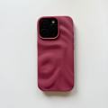 Matte Soft Wine Red Solid Color Uneven Irregularity Fold Wavy Texture Protective Phone Case for iPhone 11 12 13 14 15 16 Pro Max. 