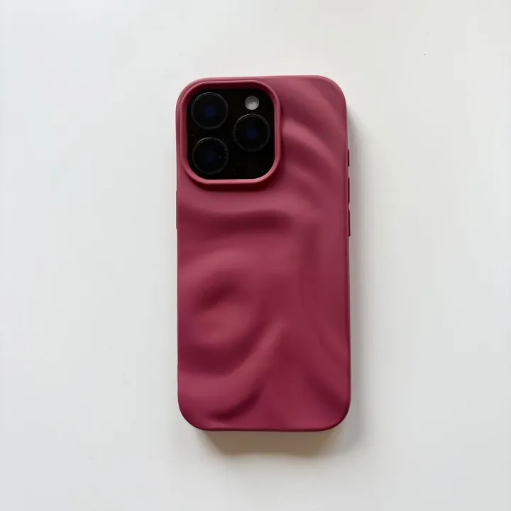 Matte%20Soft%20Wine%20Red%20Solid%20Color%20Uneven%20Irregularity%20Fold%20Wavy%20Texture%20Protective%20Phone%20Case%20for%20iPhone%2011%2012%2013%2014%2015%2016%20Pro%20Max%20-%20Image%208