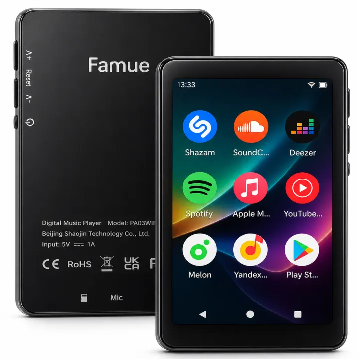 Famue PA03 Android Bluetooth MP3/MP4 Player Lossless Audio| 2.8" Screen | 48GB | WiFi | YouTube/Twitter/Spotify Download SQ HIFI