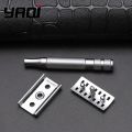 YAQI KNIGHT-HELMET Razor Head Stainless Steel Handle DE Safety Razor for Men.