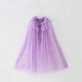 Little Girls Sequins Tulle Cape Children Princess Party Dress Up Cloaks Summer Thin Blue Pink White Halloween Birthday Costumes. 