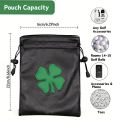 Four Leaf Clover Design Golf Valuables Pouch Golf Pouch Bag with Drawstrings Golf Tee Bag Pouch Golf Tee Pouch Golf Ball.