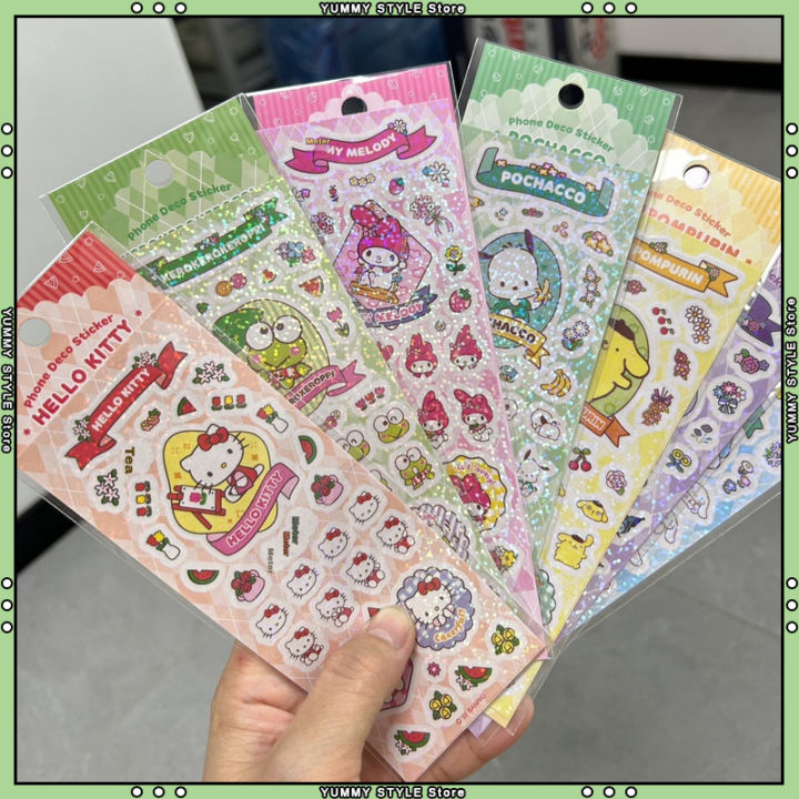 7pcs Cute Cartoon Laser Stickers Hello Kitty My Melody Pochacco ...